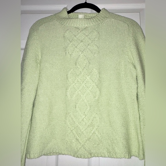 Sigrid Olsen Green Knit Crew Neck Sweater Size Medium - Picture 4 of 5